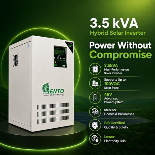 Image of Lento 3.5KVA 48V Solar Hybrid Inverter with MPPT | Pure Sine Wave Solar UPS | Supports Lithium, Tubular, SMF & Gel Batteries | Solar Inverter for Home & Office | Silent Operation | Industrial Grade