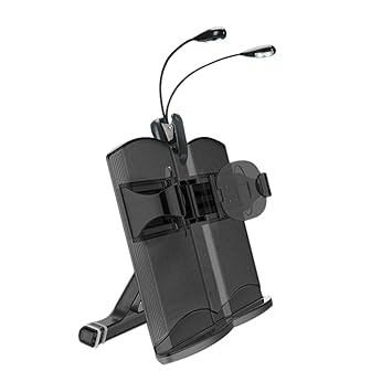 Decdeal D C 5 V 0.54W 4 LEDs Clamp Clip Light Desk Lamp Batter-y/USB Powered Operated Double Lighting Effect Adjusatble Flexible Illumination Angle with Book Shape Book Stand Holder for Reading Stud