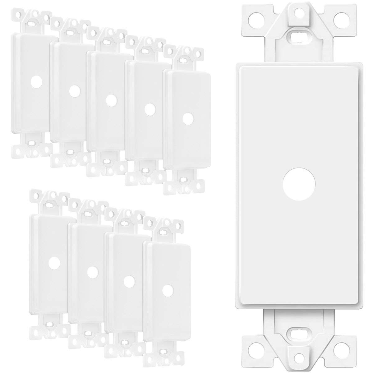 ENERLITES 0.406” Rotary Dimmer Shaft Adapter Insert for Decorator Wall Plates, 1-Gang Polycarbonate Thermoplastic, ETL Listed, 6061-W-10PCS, White (10