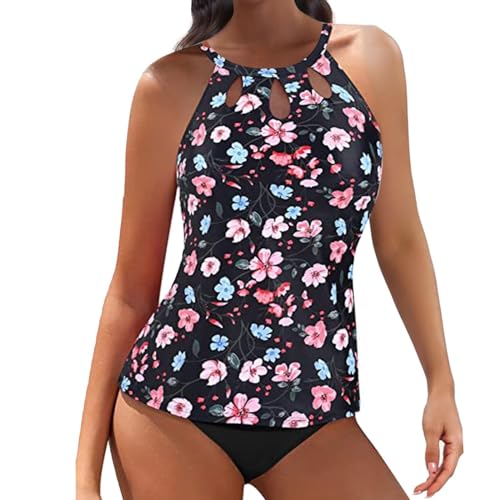Genérico BañAdores Mujer BañAdores Mastectomia Trajes de baño Tankini de Cuello de Dos Piezas para Mujeres Trajes de baño Traje de baño con Estampado Floral BañAdor Vientre BañAdor (Dark Gray, XS)