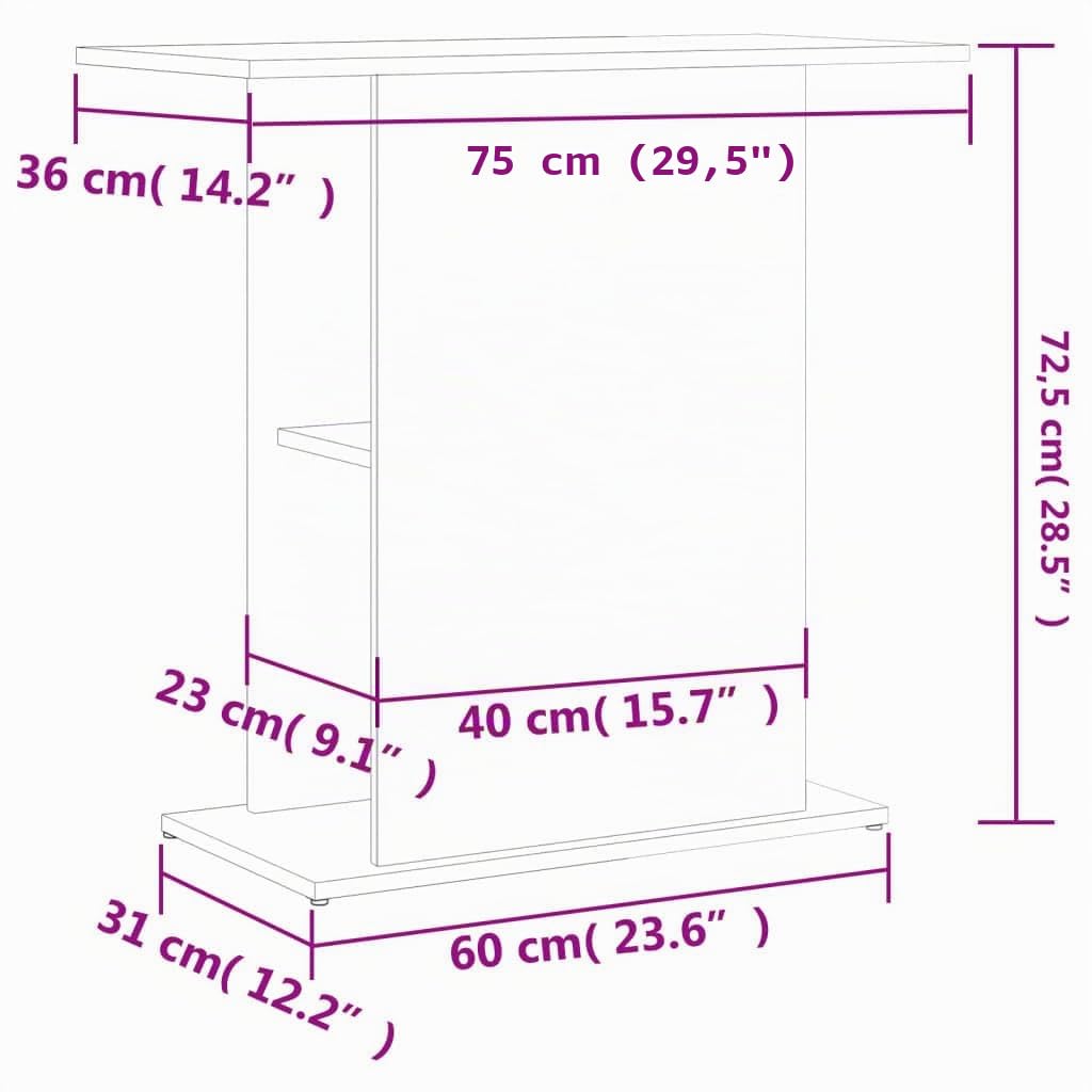Soporte de Acuario Madera ingeniería Gris hormigón 36x75x72,5cm Mesa Acuario