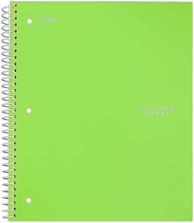 Five Star Spiral Notebook, 1 Subject, College Ruled Paper, 100 Sheets, 11" x 8-1/2", Lime (72140)