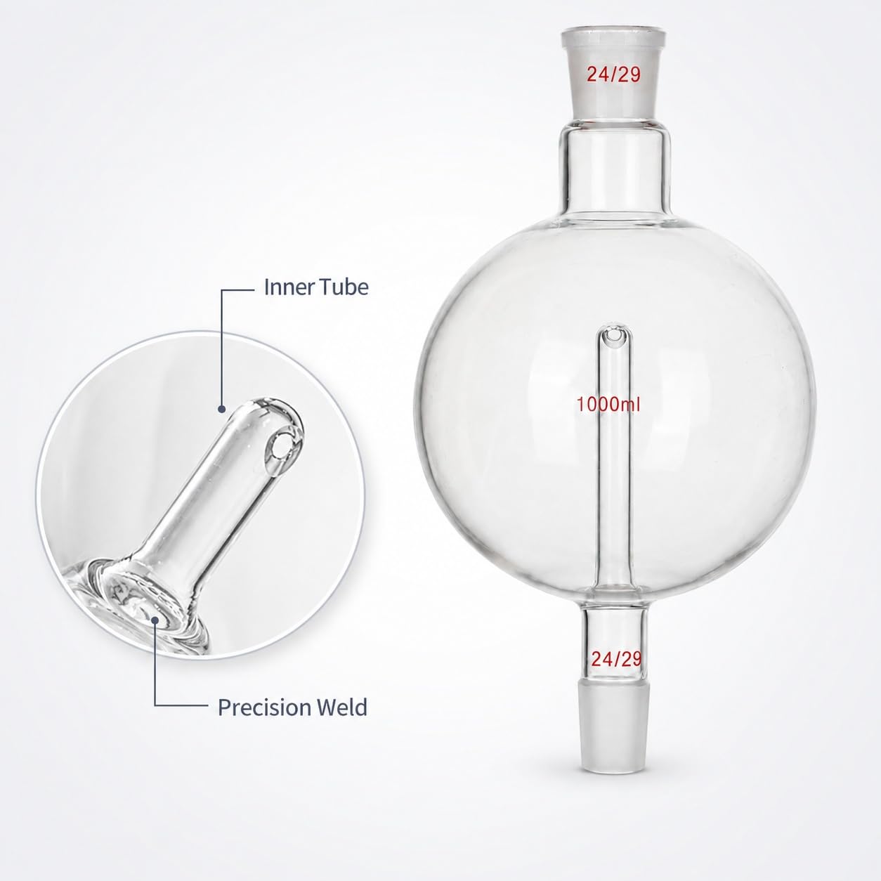 Glas Spritzschutz-Kopf Rotationsverdampfer-Falle-1000ml-24/29 19/26