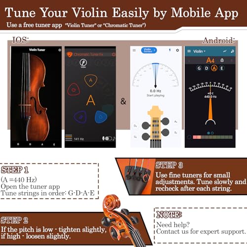 image for DIGERVY Violin 4/4 Full Size Kit for Beginners, Glossy Violin Fiddle S