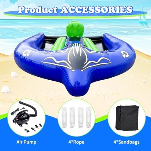 Inflatable Flying Manta Ray Tube 10x9FT Towable PVC Tarpaulin Water Toy for Water Sports Summer Fun