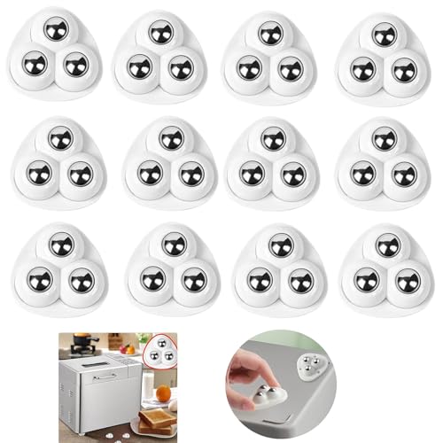 Mini Casters 12Pcs 360° Rotation Self Adhesive Caster Wheels for Kitchen Counter Furniture Stainless Steel