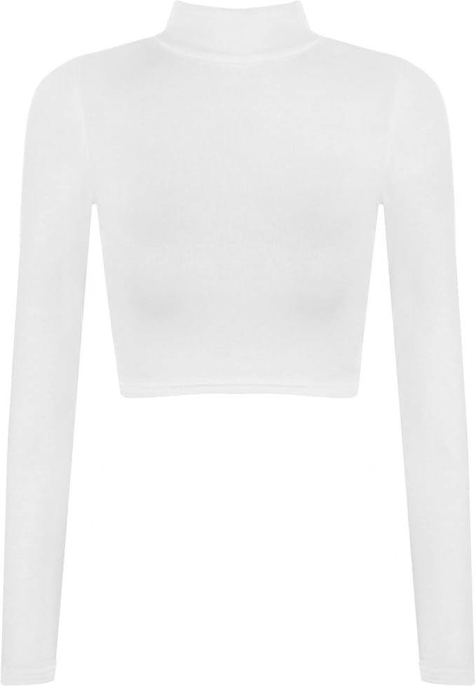Womens Turtle Neck Crop Long Sleeve 