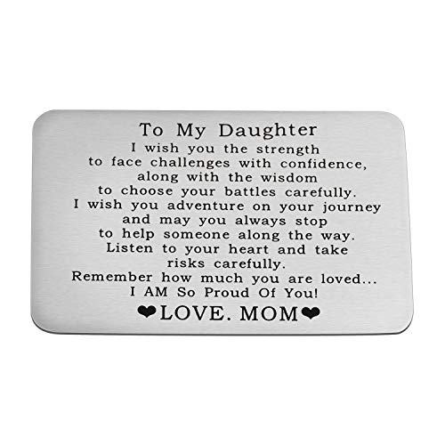 FUSTMW Inspirational Keychain Gifts to My Son Daughter Graduation Gift We Pray You'll Always be Safe Enjoy The Ride and Never Forget Your Way Back Home (Wallet Card to My Daughter)