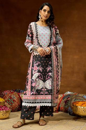 Image of Janasya Women Kurta Pant With Dupatta Set