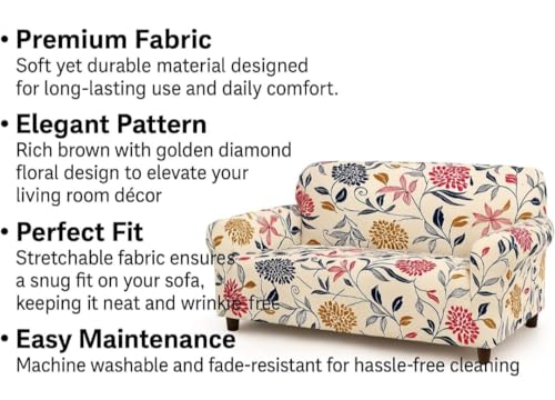 Image of HK 3 Seater Universal Elastic Sofa Cover | 360 Fully Covered Anti-Slip Washable Couch Cover Protector | 140 GSM Stretch Fit Polyester + Spandex Slipcover (180-230cm /SC-001-03)