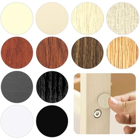 INKNOTE 648 PCS 12 Colors Self-Adhesive Screw Holes Covers Stickers PVC Dustproof Stickers for Wood Furniture Cabinet Wall Desk Chair Bookcase Shelve Plate (54 PCS for 1 Sheet, 12 Sheets in Total) Cover