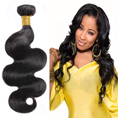 DMS Brazilian Virgin Hair Body Wave 1 Bundle 100Gram 8A Brazilian Body Wave 100% Cheap Human Hair Weave Body Wave Brazilian Hair (16, Black)