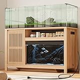 INNOD 55-75 Gallon Fish Tank Stand with Power Outlet, Aquarium Stand with Cabinet, Heavy Duty Reptile Tank Stand Table for Fish Accessories Storage for Reptile Tank, Turtle, Reptil Terrarium
