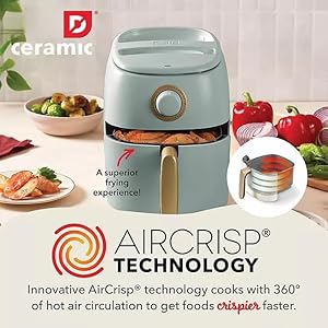 Daashceramictasticrispexpressairfryer26qtoilfreecookingadjustabletimernonstickceramiccoatingcompactsizeforsmallkitchensfastheatingforfrieschickensage Urban Country Home Decor Daash ceramic tasti crisp express air fryer 26qt oil free cooking adjustable timer non stick ceramic coating compact size for small kitchens fast heating for fries chicken sage urban country home decor