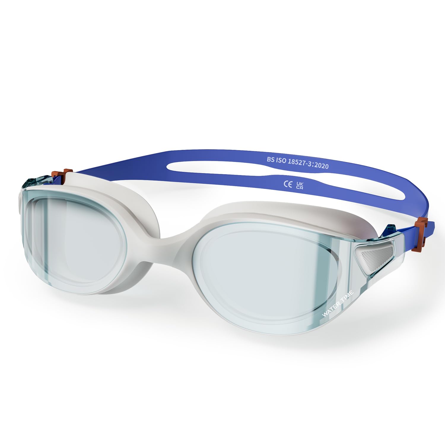 WATER TIME Aurora Goggles – Seamless Silicone Frame, 180° Wide Vision, Leak‑Proof, UV Protection for Adult Swimmers, Blue