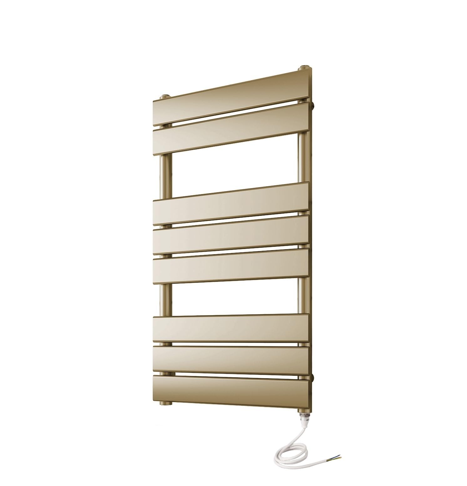 Greened House Brushed Brass Richmond Electric Heated Towel Rail Flat Panel Bathroom Radiator (400Mm W X 800Mm H)