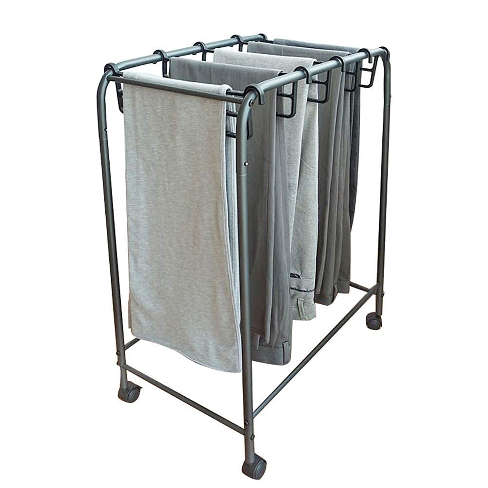 Chariot de rangement à roulettes avec 5 cintres en nylon et freins