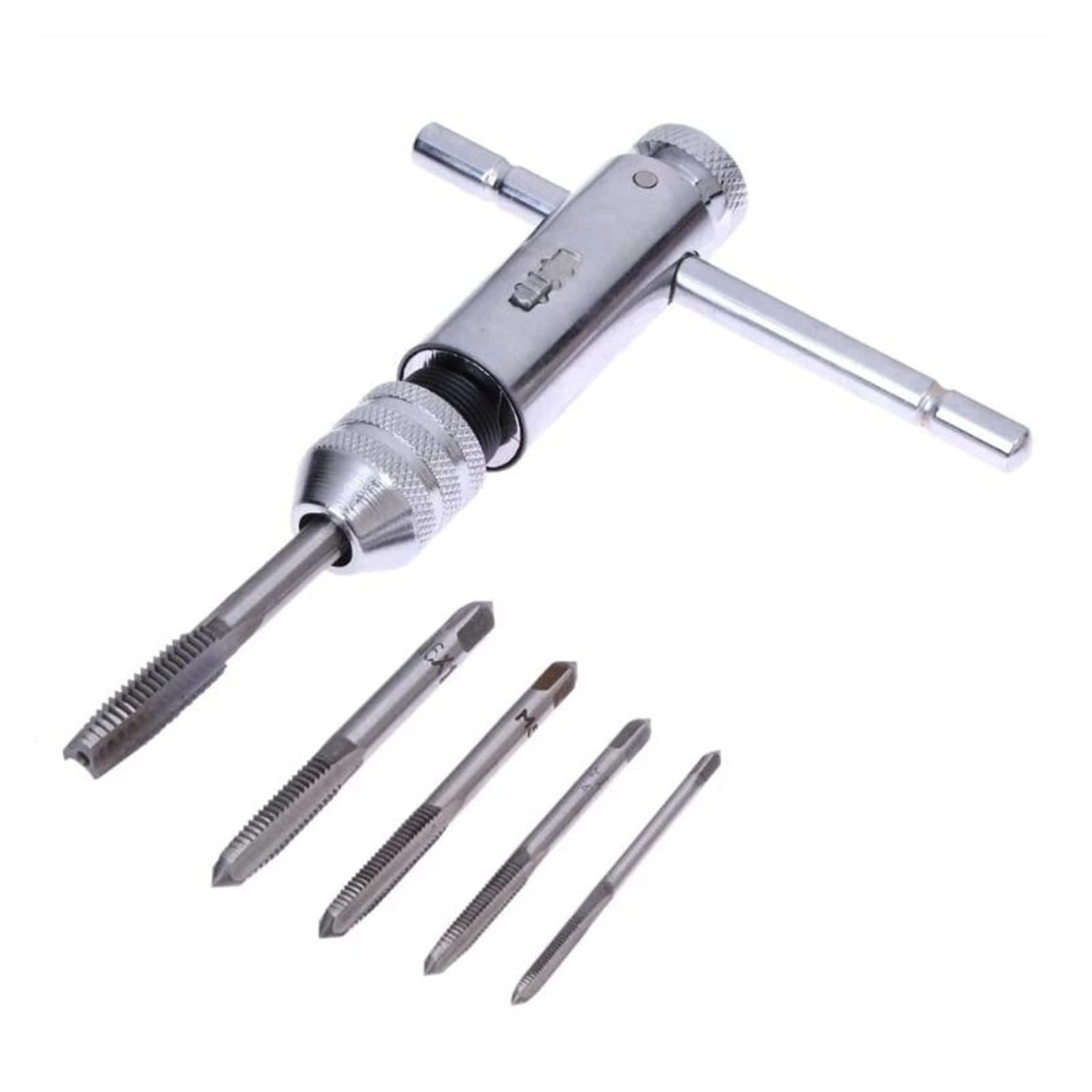 Set di 5 Pezzi di Maschi metrici, Punte da Trapano, Set di Utensili manuali M3-M8, Macchina a Spirale, Maschi e filiere, Set di Metallo e Legno (Colore: A, Dimensione: Chiave per Maschi)