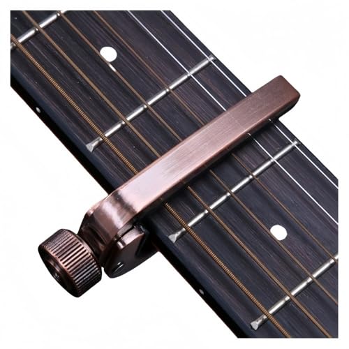 RoastMe6弦と12弦のアコースティッククラシックエレクトリックギター、ベース、マンドリン、バンジョス、ウクレレにフィットするギターカポすべてのタイプの弦楽器 (レッドブロンズ、弦1本、ピック3本付き)