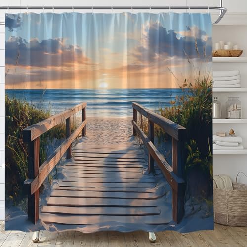 Edomgnih Ozean-Strand Duschvorhang-Set 178x178 cm