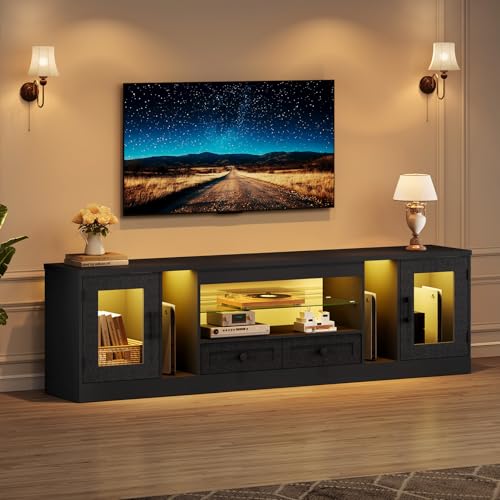 Concho Meuble TV Noir 180 cm pour TV 55–65