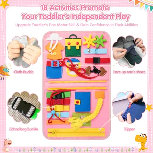 Image of 3 Year Old Girl Birthday Gift, Montessori Busy Board Book, Toddler Toys for 3-6 Year Old Girls Gift, Educational Sensory Learning Activity Toys for Airplane Car Indoor Outdoor