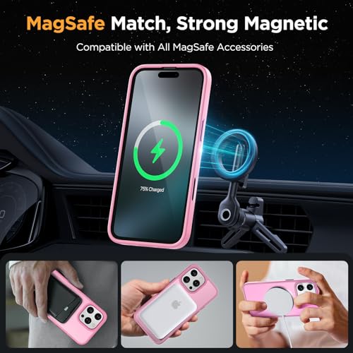 Image of Miracase Magnetic for iPhone 16 Pro Max Case, [Compatible with MagSafe] [Military-Grade Protection], Anti-Fingerprint, Slim Case for 16 Pro Max 6.9 inch- Light Pink
