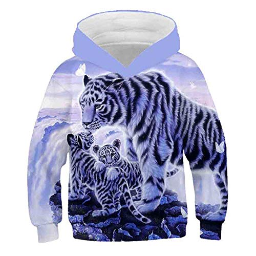 COAOBO Unisex Niños Niñas 3D Sudaderas,Moda Animales Tigre León Otoño E Invierno Niños Niñas Niños Sudaderas con Capucha Prendas De Vestir Exteriores Niños Sudadera con Capucha -140Cm Cover