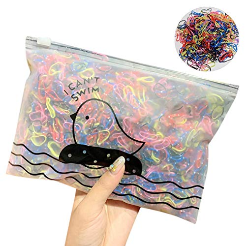 1000 PCS Toddlers Girl Colorful Fashion Disposable Rubber Band Elastic Hair Band Baby Hair Ties with Cute Storage Bag (#10)