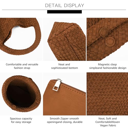 Image of Queenoris Fashion Hobo Bags for Women Top-handle Shoulder Bag Vegan Leather Purses Soft Summer Tote Bag | WOVEN