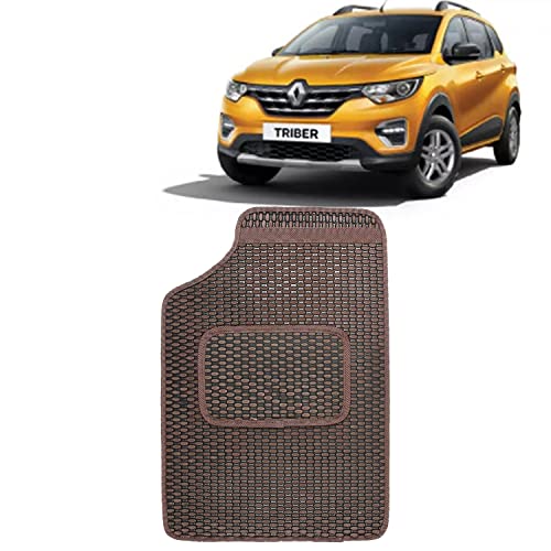 Image of Kingsway Dotted Design Car Floor Foot Mats Universal Fit for Renault Triber, Model Year : 2019 Onwards, Water and Dustproof, Color Brown, Set of 5 Pieces