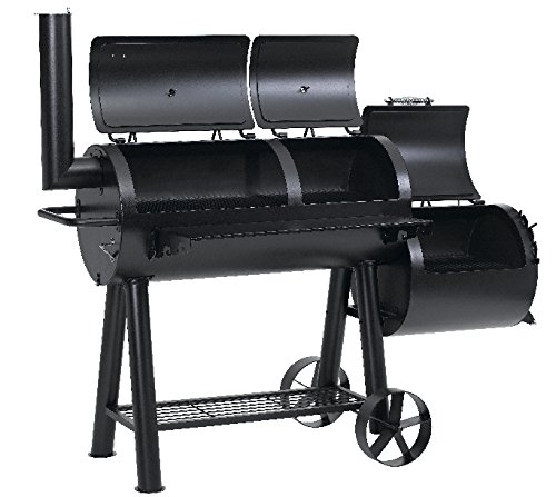 tepro Indianapolis 1146 Massiv Smoker – XXL‑Holzkohlegrill & Smoker mit ca. 97,5×44cm Hauptrost + ca. 48×43cm Seitenkammer, Thermometer, Ablagetisch & Rädern 4