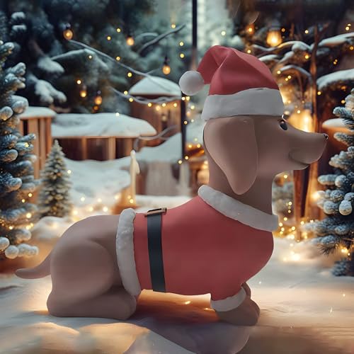 Statue de teckel en résine de Noël pour décoration de table - 4