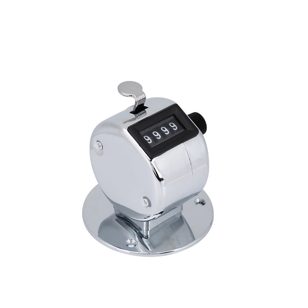 Changor Default 4-Figure Hand Tally Counter, Laps Counter Silver Counter Clicker Counter Manual Palm Counter