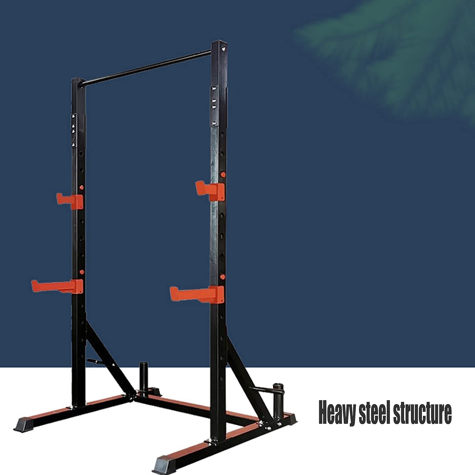 OTQEFTN Squat Barbell Rack, Barbell Power Rack Exercise Stand with Pull Up Bar, Home Gym Heavy-Duty Dumbbell Rack, Load 300 Kg