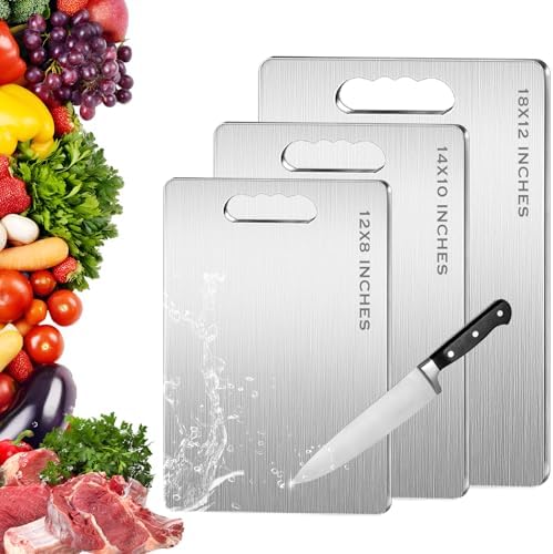 Titanium Cutting Board, 100% Pure Titanium Cutting Boards for Kitchen, Double-sided Food Grade Cutting Boards Non Toxic, Chopping Board Dishwasher Safe for Cutting Meat Vegetable Fruit(14L*10W)