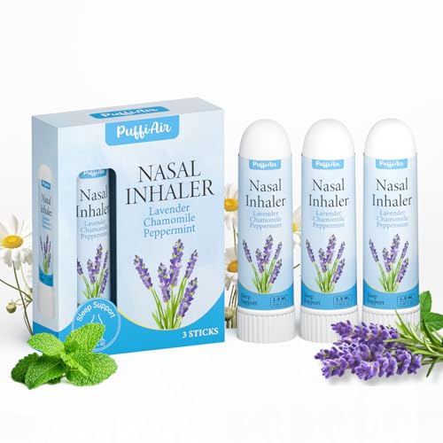 Image of PUFFIAIR Lavender Nasal Sticks (3 Pack) 丨Pure Lavender & Chamomile Extract丨Help Sleep, Promote Calm & Stuffy Noses Support Craving Relief for Smokers