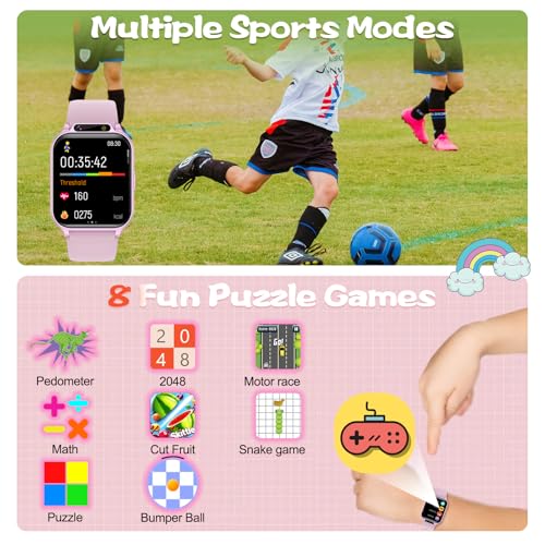 Image of Smart Watch for Kids,1.85 inch Fitness Tracker with Heart Rate,Sleep Monitor,Built-in AI(Translation /Q&A /Watch Face /Image recognition Smartwatches,NO APP /Phone, Gift for Boys Girls.(Built-in AI, Pink)