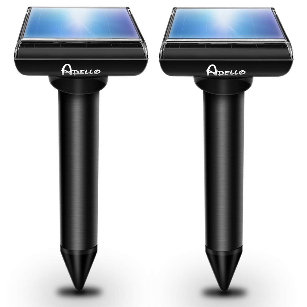 Apello2 Pack Mole Repellent Solar Mole Repeller Vole Deterrent Gopher Repellent Ultrasonic Chipmunk Repellent Outdoor No Mole Killer Harm to Your Yard