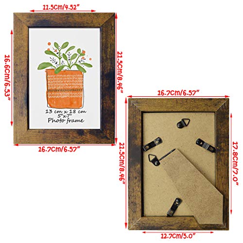 PETAFLOP 5x7 Frame Rustic Picture Frames Fits 5 by 7 Inch Photo Wall Tabletop Display, 7 Pack