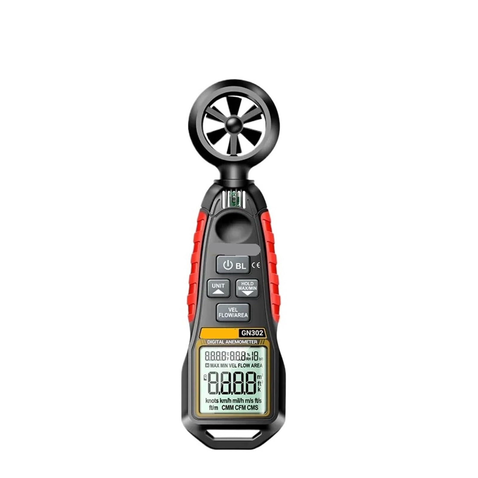 Anemómetro digital GN302 0,4~30 m/s 9999 probador de temperatura y humedad de conteo