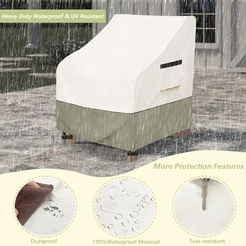 Patio Adirondack Chair Cover 32 W x 35 D x 36 H inches,600D Heavy Duty Waterproof Outdoor Chair Covers,Patio Furniture Covers for Adirondack Chair,Beige