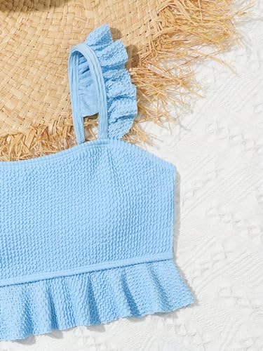 Floerns Girl's 2 Piece Bathing Suit Ruffle Trim Summer Bikini Swimsuit4