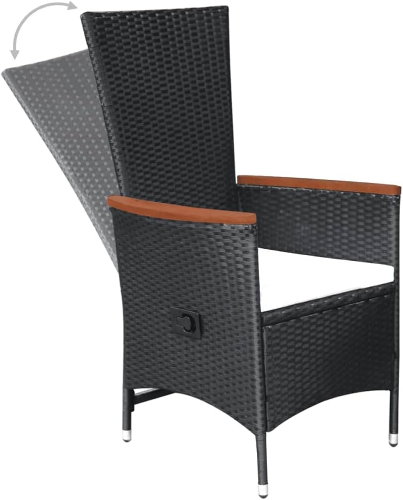 3 Piece Patio Dining Set,Garden Dining Set Furniture,Conversation Furniture,Afternoon Tea Suit,Backyard Decor,Adjustable Backrest,Used in Restaurant, Bistro, Coffee Shop,Balcony, Black