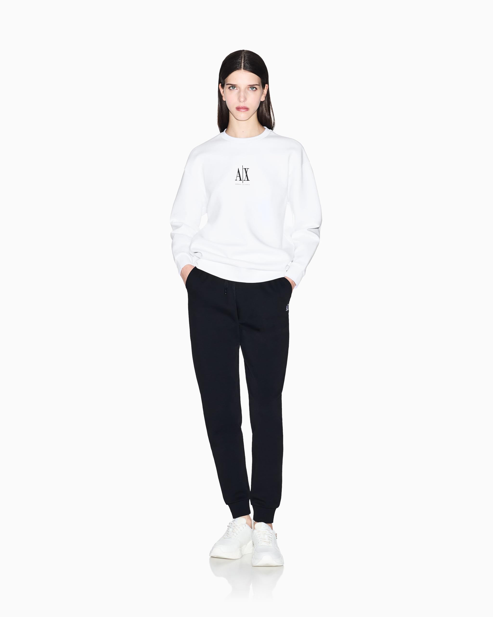Armani Exchange Icon Project, Embroidered Logo, Crewneck Maglia di Tuta Donna