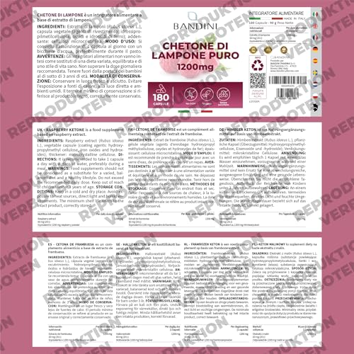 Bandini® Himbeer Keton 1200 mg - Raspberry Ketone mit Himbeerfruchtextrakt - 180 Kapseln für 6 Monate - 100% Vegan Himbeerketon Supplement - Ideal für Keto-Diät & Low Carb - Ohne Magnesiumstearat – Bild 6