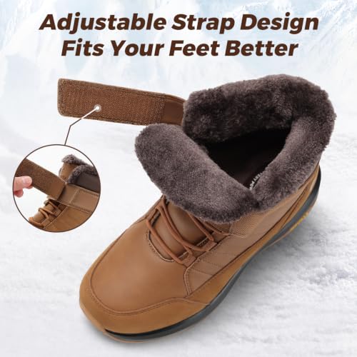 Image of FitVille Wide Width Mens Winter Boots Fur Lined Extra Wide Snow Boot Lightweight Non Slip Outdoor Mens Diabetic Shoes for Flat Feet