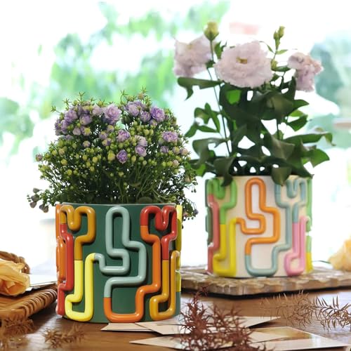 Cache-pot vintage vert en céramique artisanale de haute qualité - 6