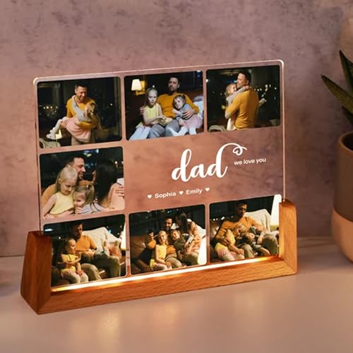 Image of Personalized Photo Collage Frame, Nana Photo Frame, Customized MomFrame, Mother's Day , Grandma Photo Collage Wooden Stand | Custom Gift | , Birthday valentine's day for Gift Him or Her (Dad Frame)