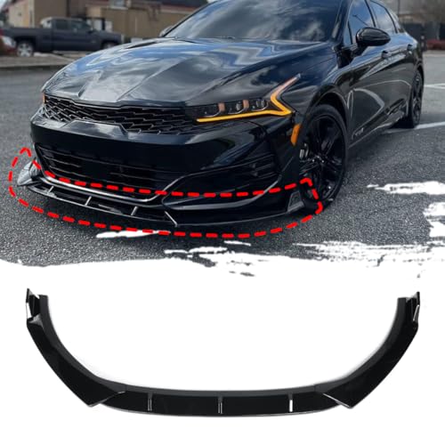 Front Bumper Lip Fit for Kia K5 GT-Line 2020-2025,3 PCS Front Bumper Lip Body Kit Spoiler Compatible with 2020-2025 Kia K5 GT Line Front Splitter, Gloss Black